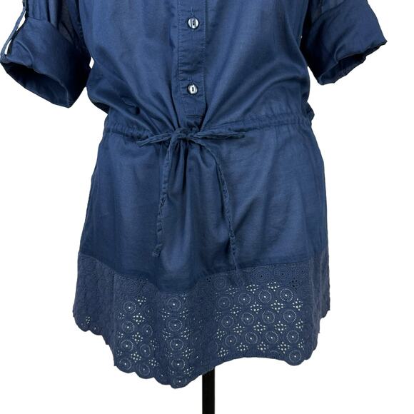 Calypso St. Barth x Target Navy Blue Cinch Waist 3/4 Sleeve Tunic Coverup Top - Picture 6 of 9